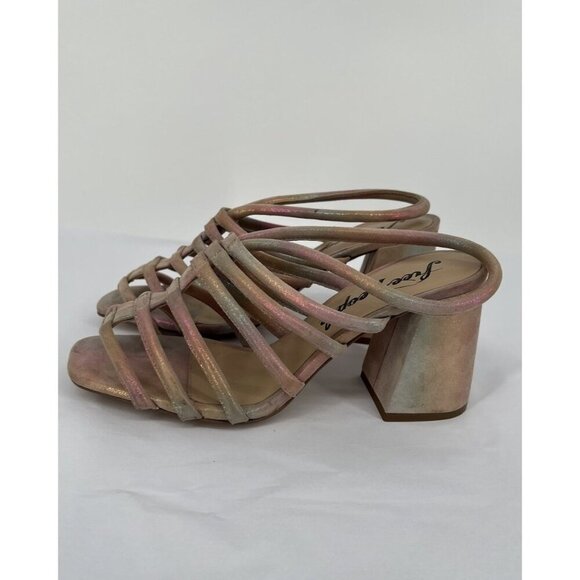 Free People Colette Cinched Heel Size 38.5 US 8 Rainbow Metallic Iridescent - Picture 8 of 11